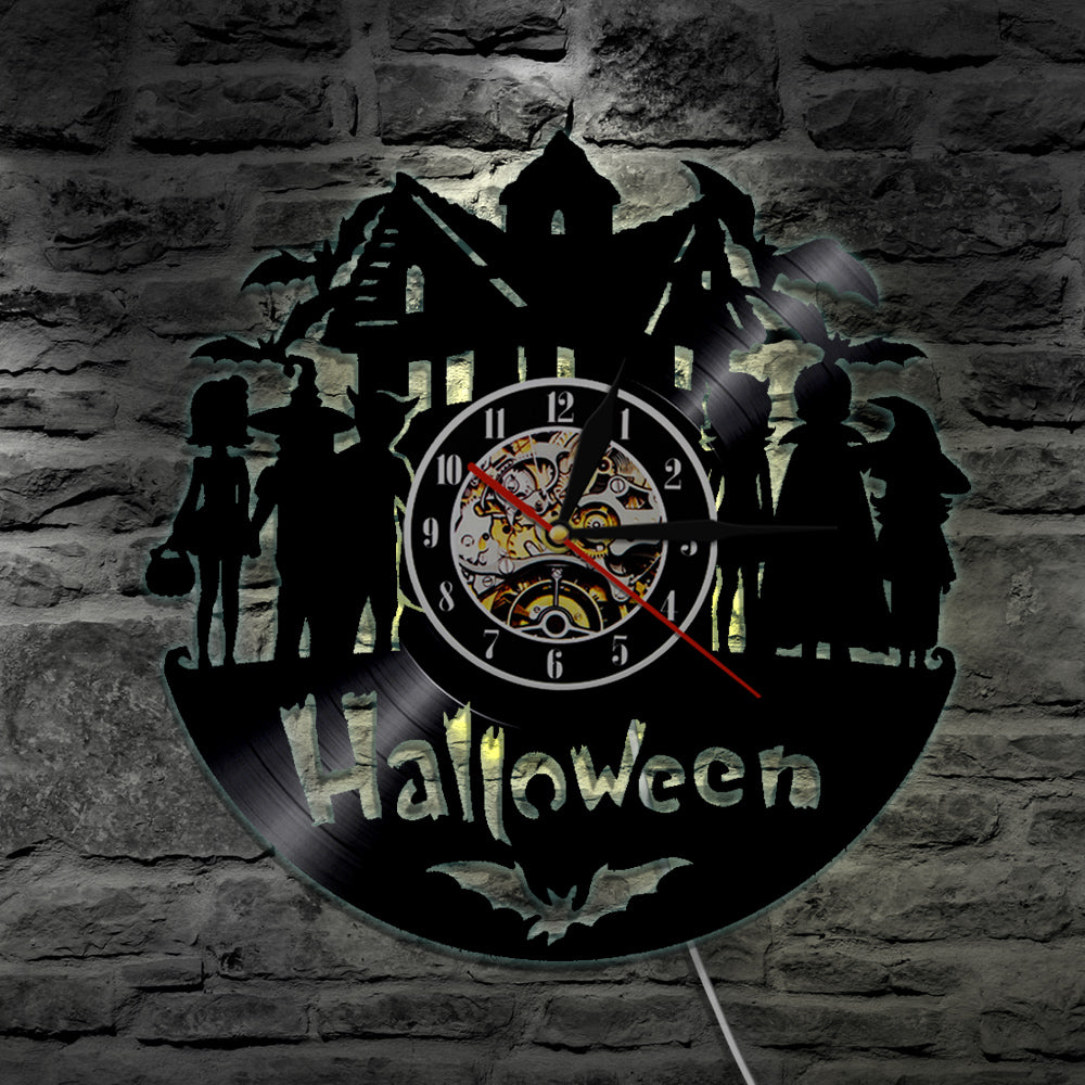 7 Color 3D LED All Hallows Eve Wall Clock