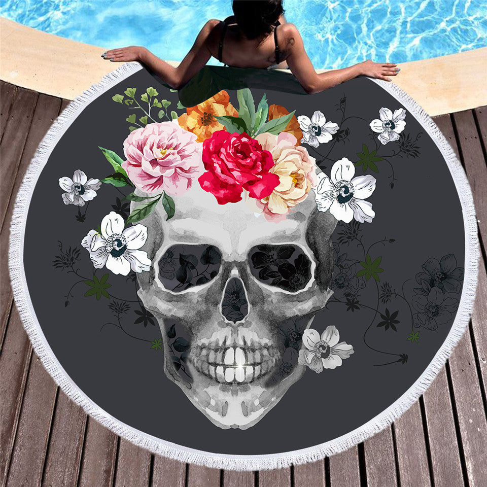 Skull Flower Crown Towel