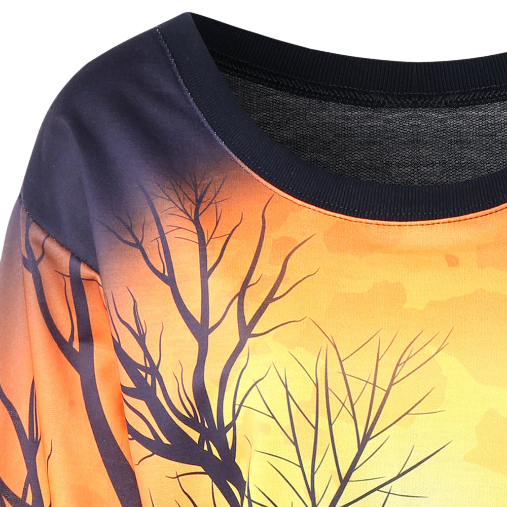 Skew Neck 3D Print Halloween Sweatshirt