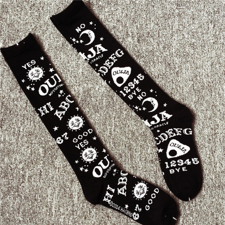One Size Thigh High Long Ouija Socks