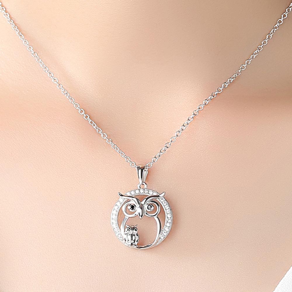 Zircon Pendant Owl Necklace