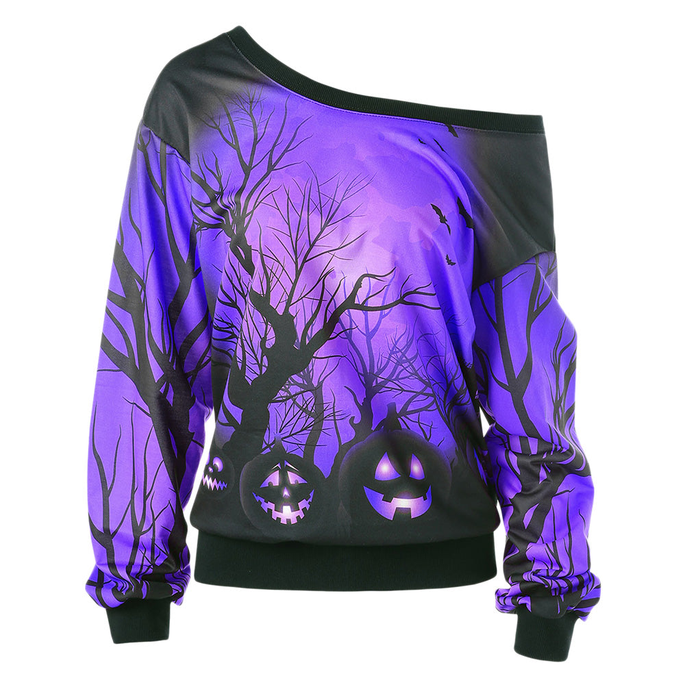 Skew Neck 3D Print Halloween Sweatshirt