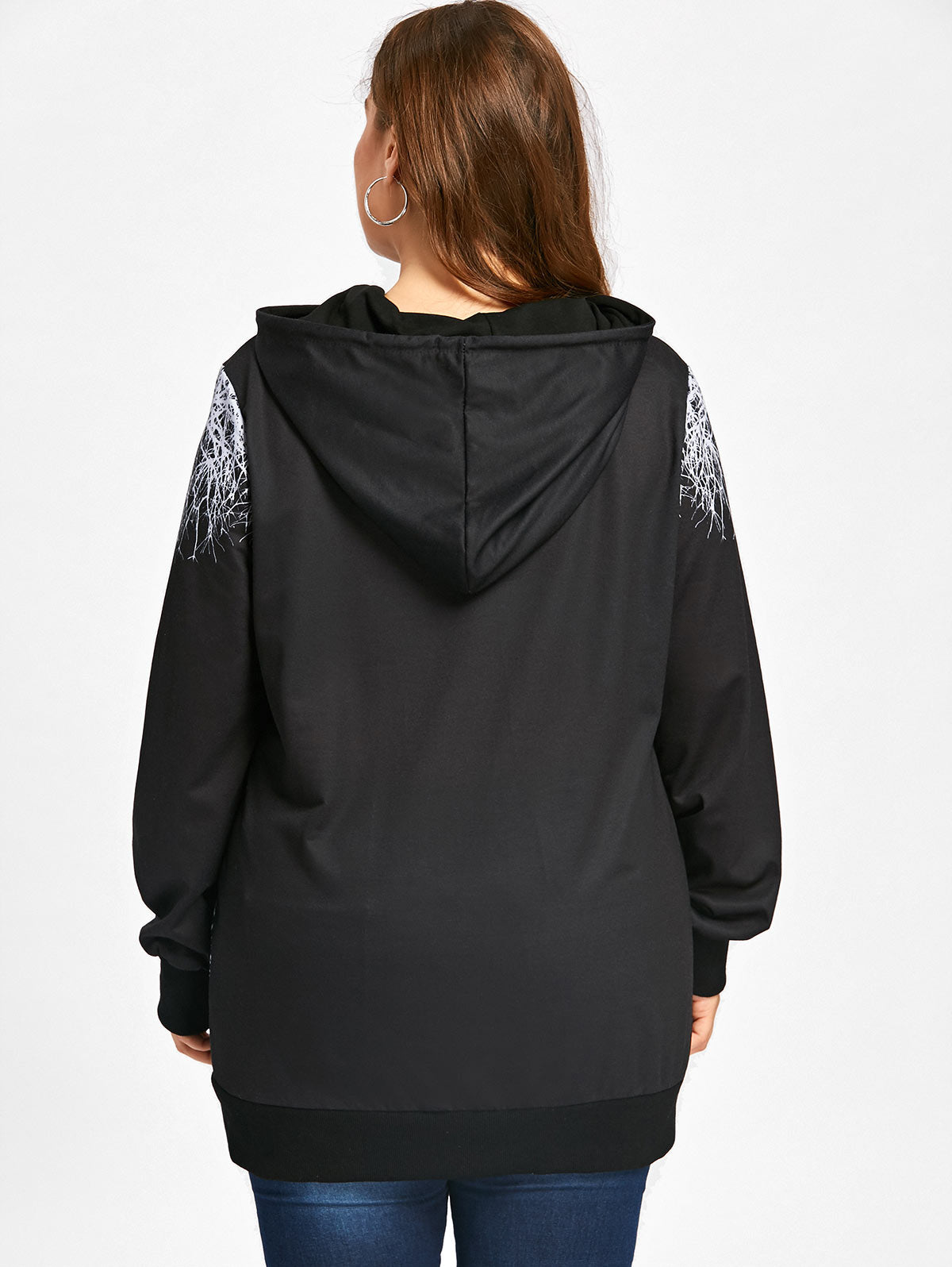 Gamiss Plus Sized Skull Printed Pull Over Hoodie