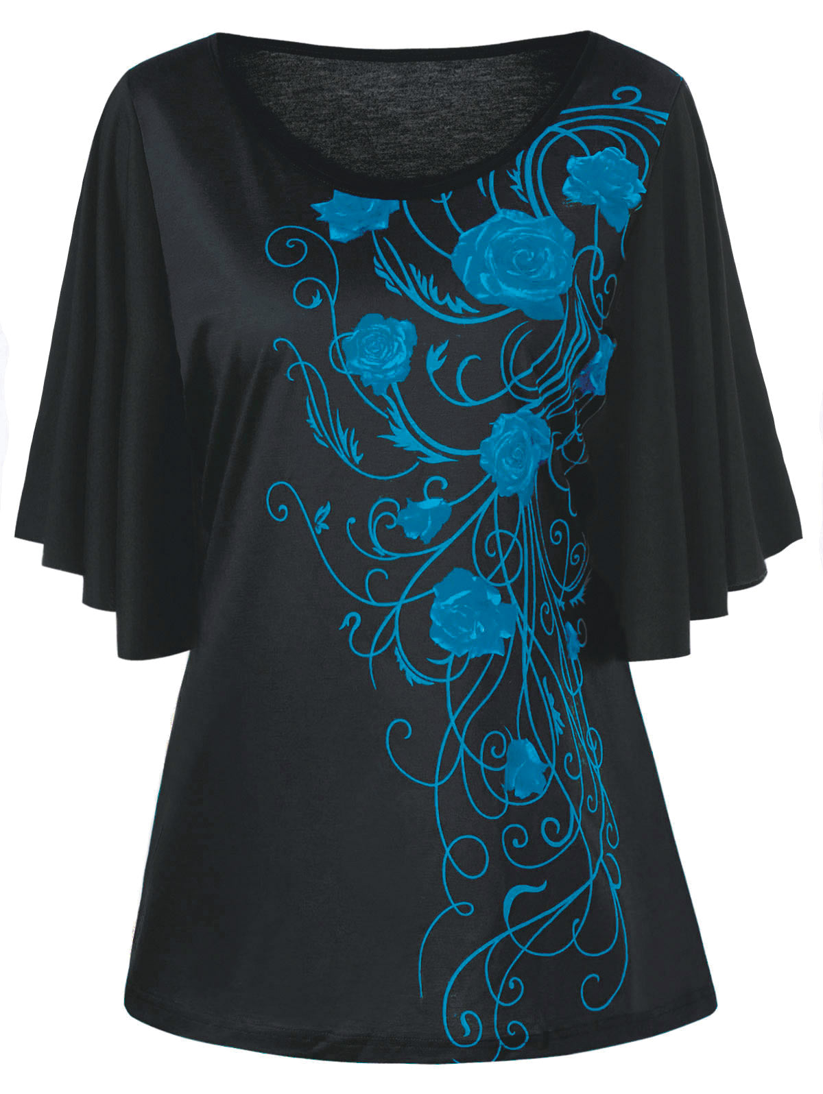 Plus Size Tiny Floral Round Collar Casual Shirt