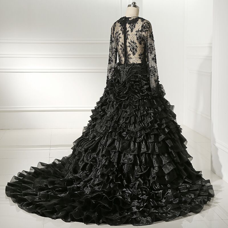 Black Lace Gothic Wedding Gown
