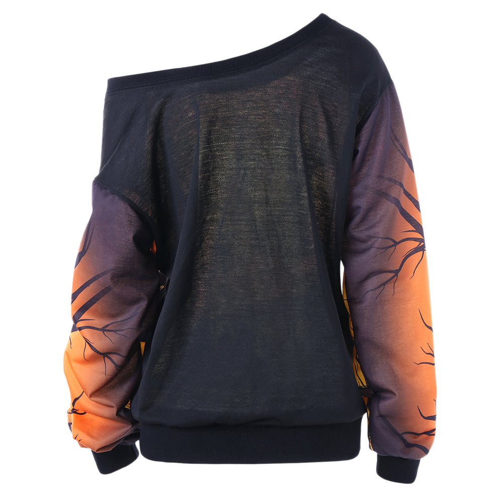 Skew Neck 3D Print Halloween Sweatshirt