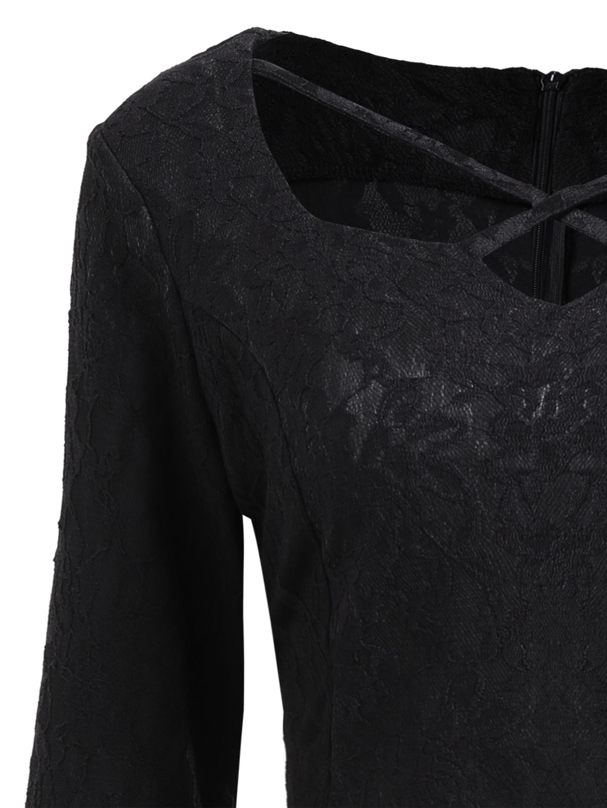 Vestlinda Sweetheart Brocade Lace Black Dress