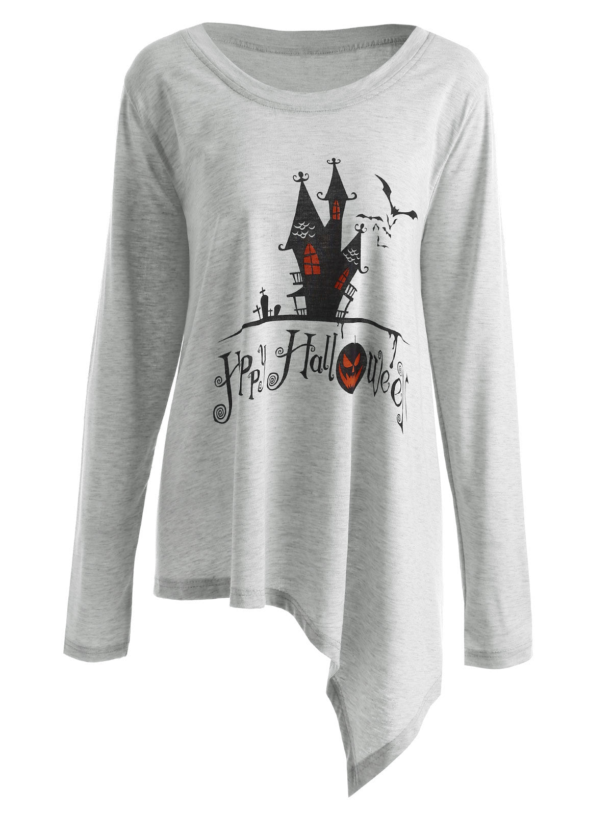 Happy Halloween Long Asymmetric T-shirt
