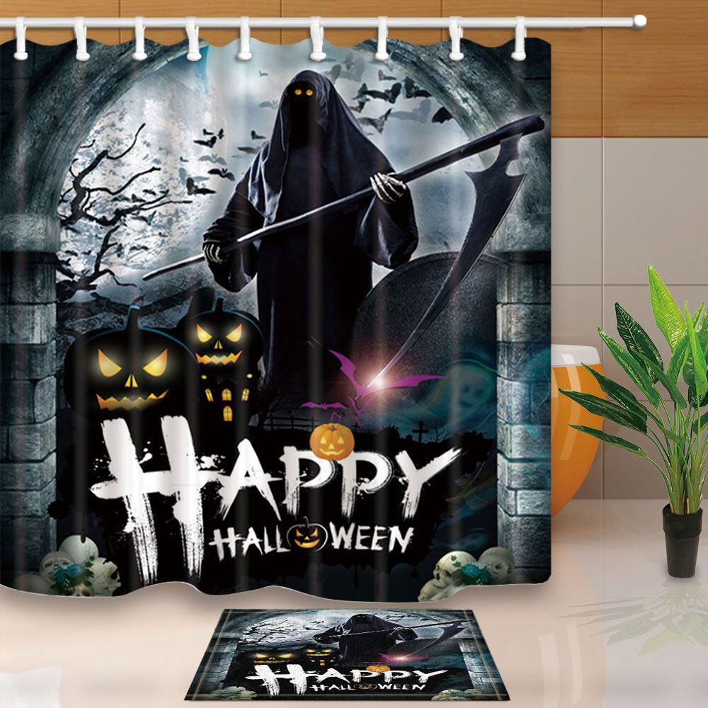 Halloween Shower Curtain with Mat