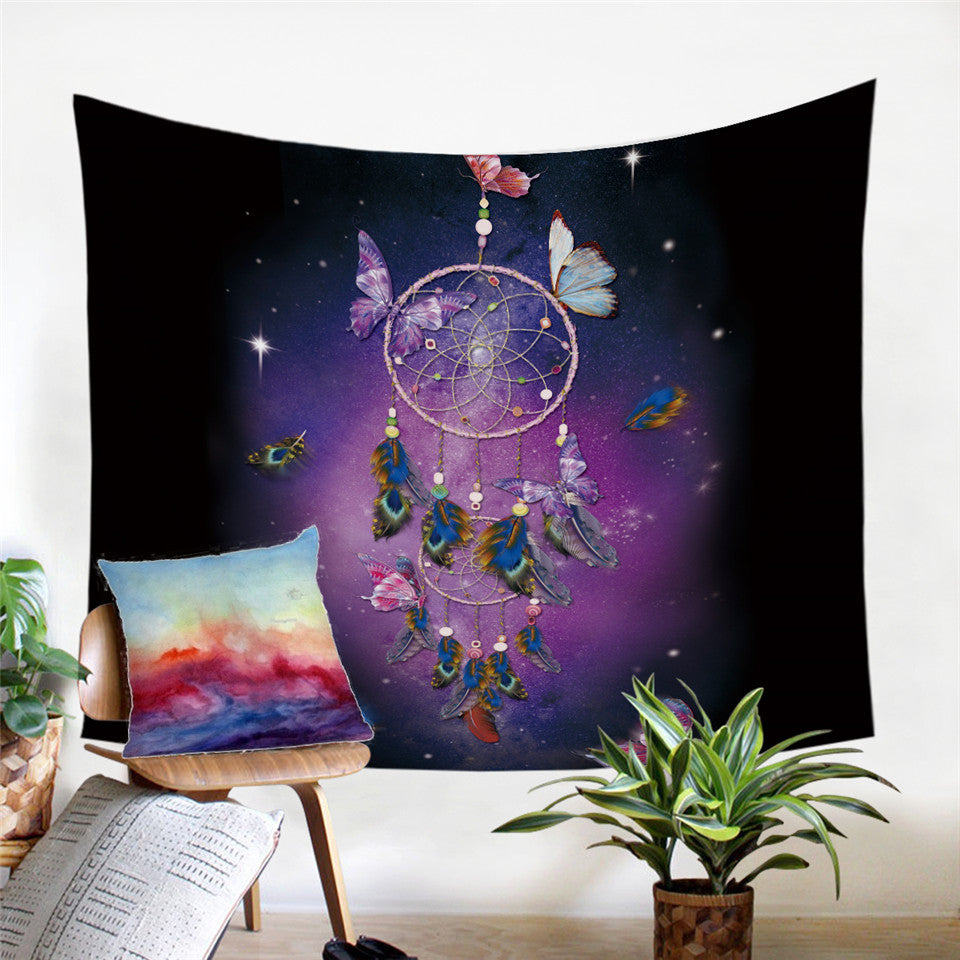 Dream Like Butterfly  Dreamcatcher Microfiber Decorative Wall Tapestry