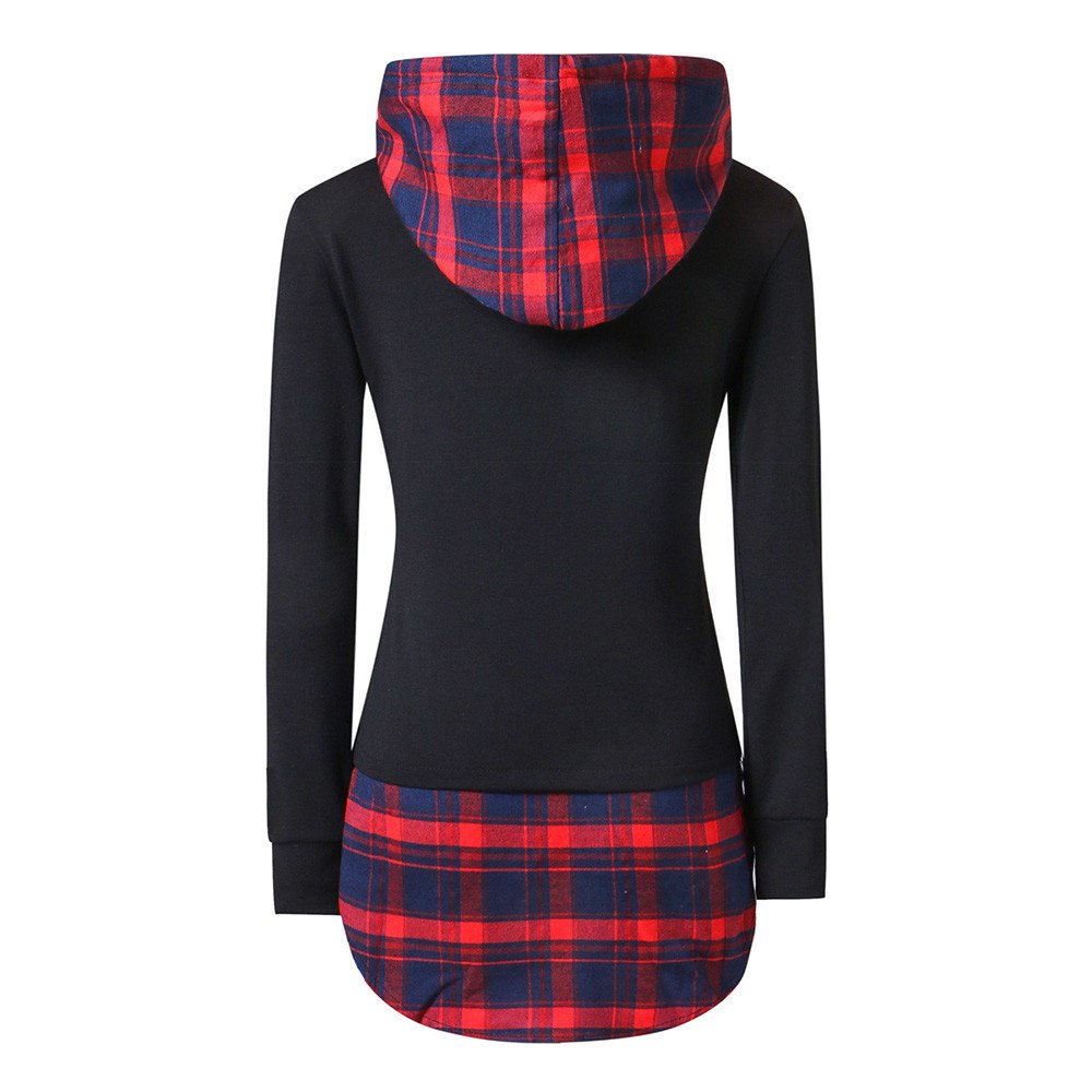 Gothic Plaid Long Sleeve Hooded Shirt
