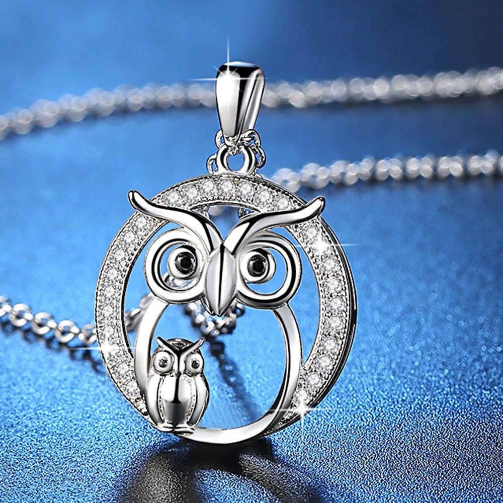 Zircon Pendant Owl Necklace