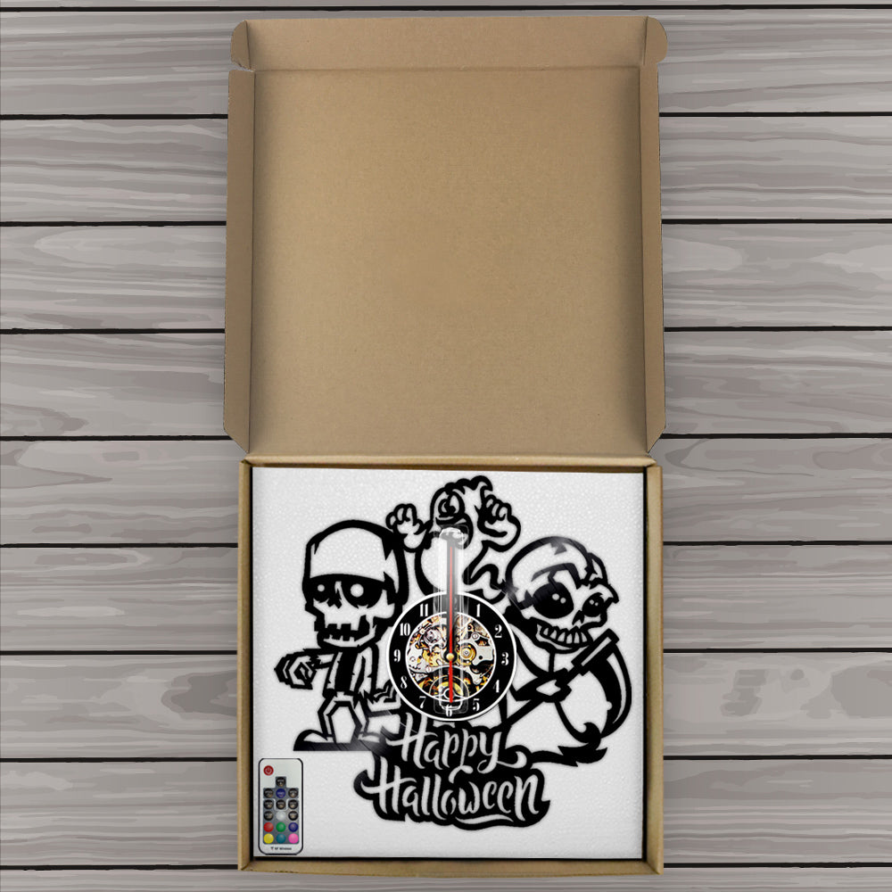 7 Color 3D LED Halloween Zombie Wall Clock