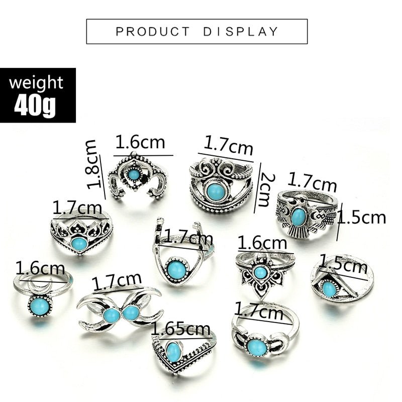 11pcs/Set Bohemia Vintage Style Rings - The Official Strange & Creepy Store!