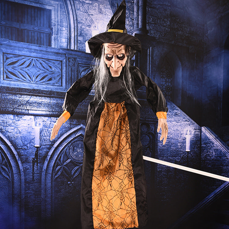 Halloween Talking & Light Up Eyes Hanging Witch