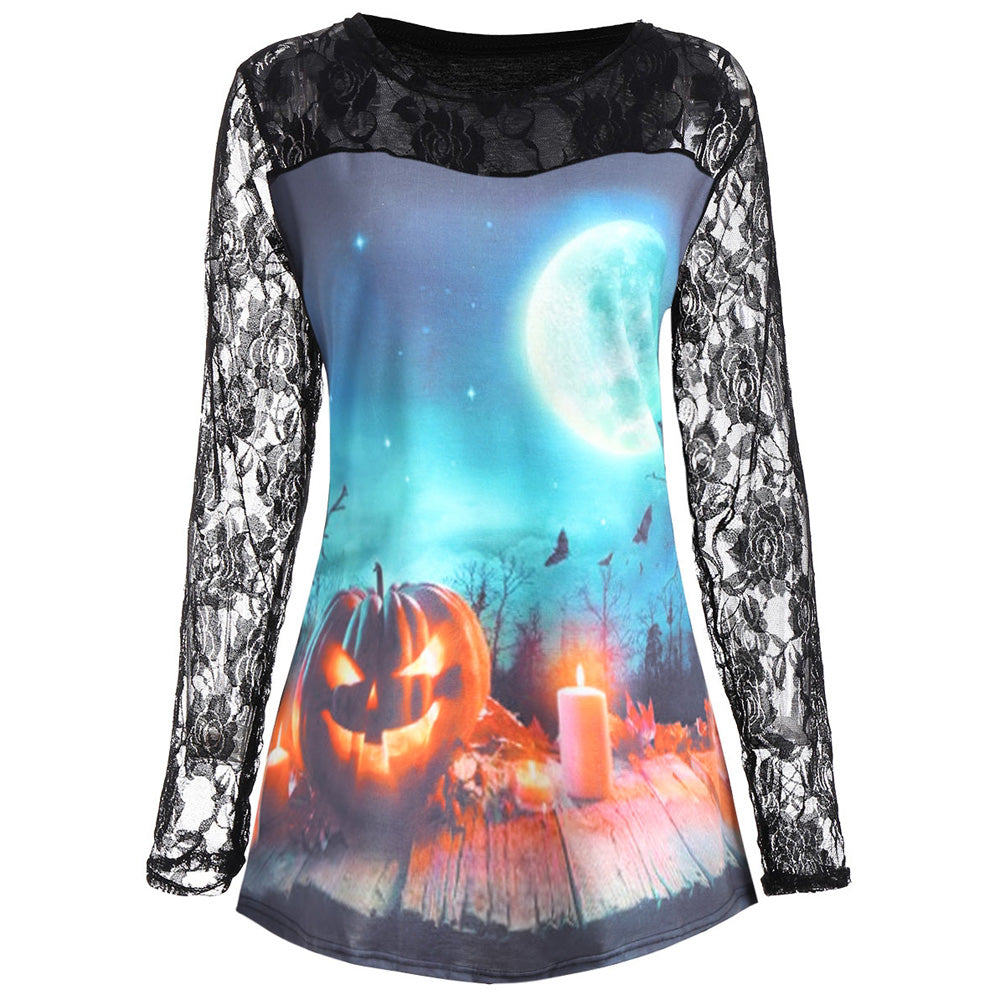 Halloween Night Lace Panel Shirt
