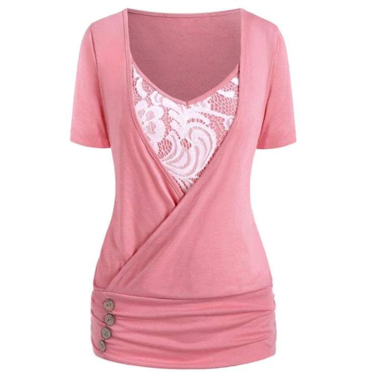 Lace Tunic V-Neck Shirt