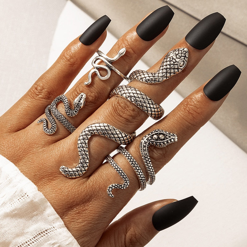 4pc Set Snake Rings