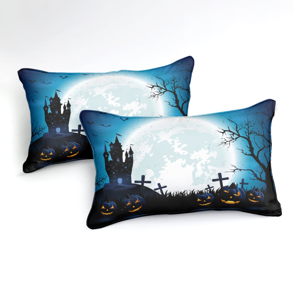 Creepy Moon Castle Pumpkin Duvet Bedding Set