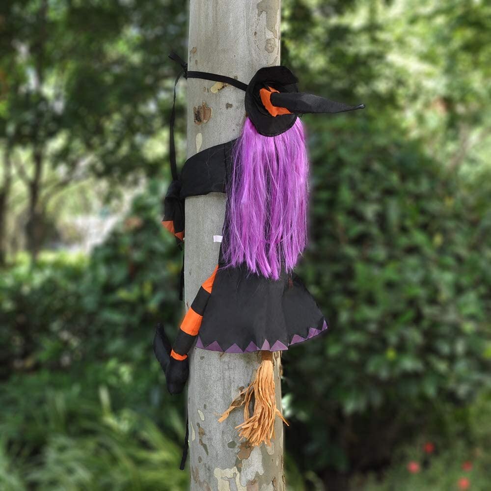 40" Crashing Witch Into Tree Halloween Decoration Sign