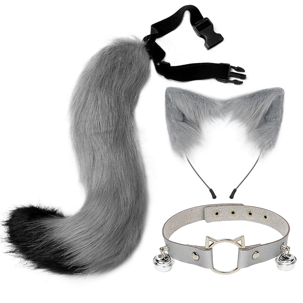 Cat Ears Tail Choker Necklace 3pc Set