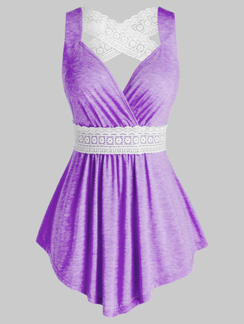 Lace V Neck Tank Top Shirt