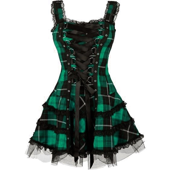 Gothic Plaid Mini Dress