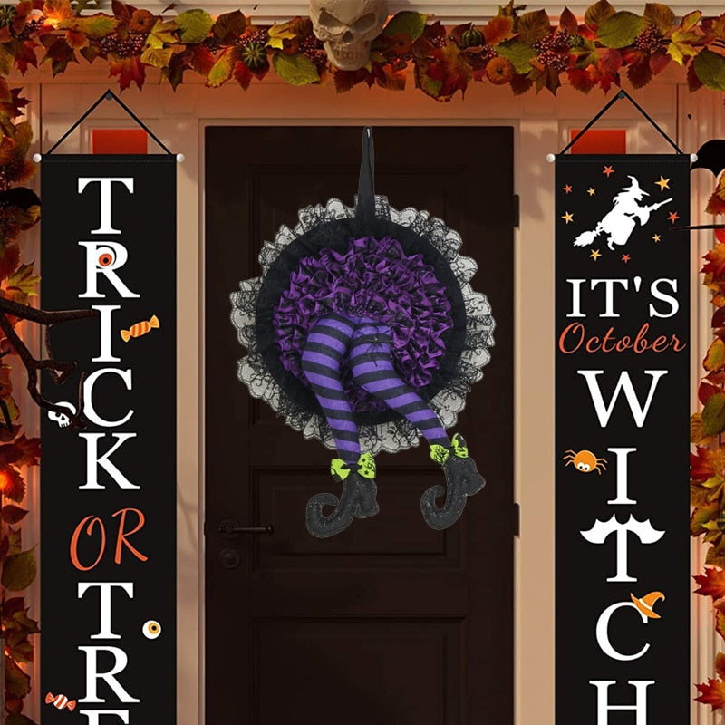 Halloween Witch Leg Wreath