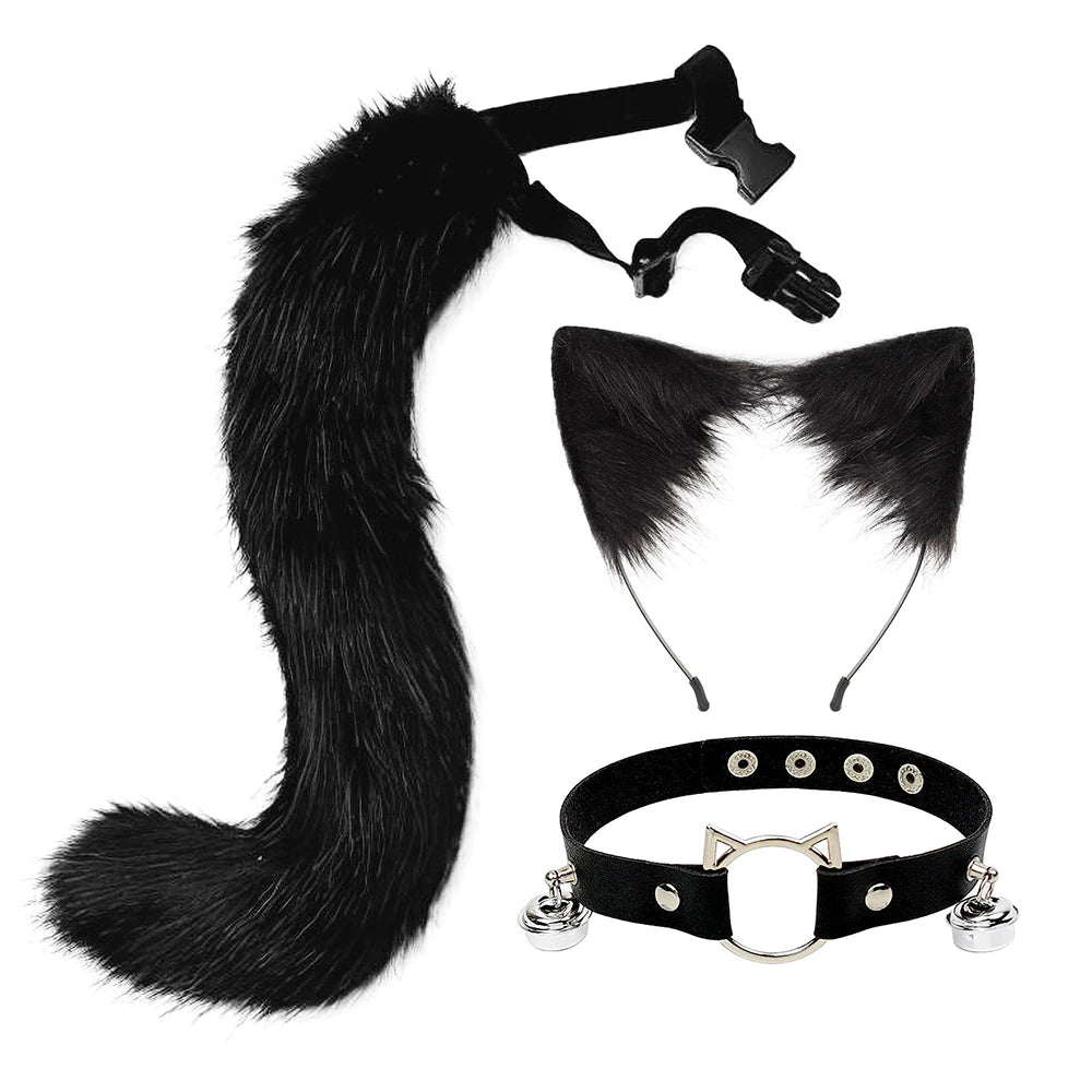 Cat Ears Tail Choker Necklace 3pc Set