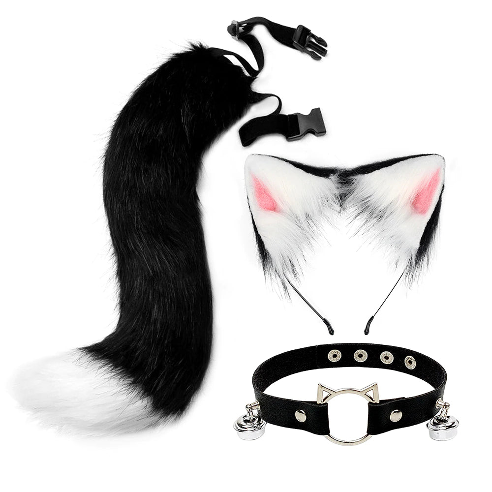 Cat Ears Tail Choker Necklace 3pc Set