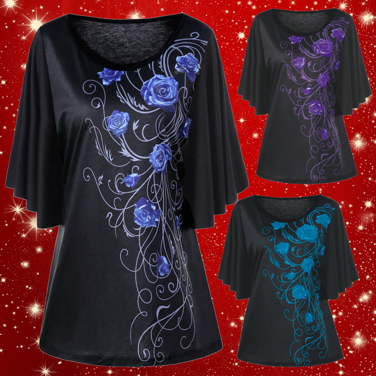 Plus Size Tiny Floral Round Collar Casual Shirt