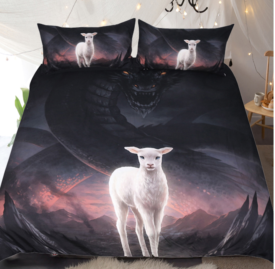 The Lamb and the Dragon by JoJoes Art Bedding Set 3pc Duvet Bedding Set