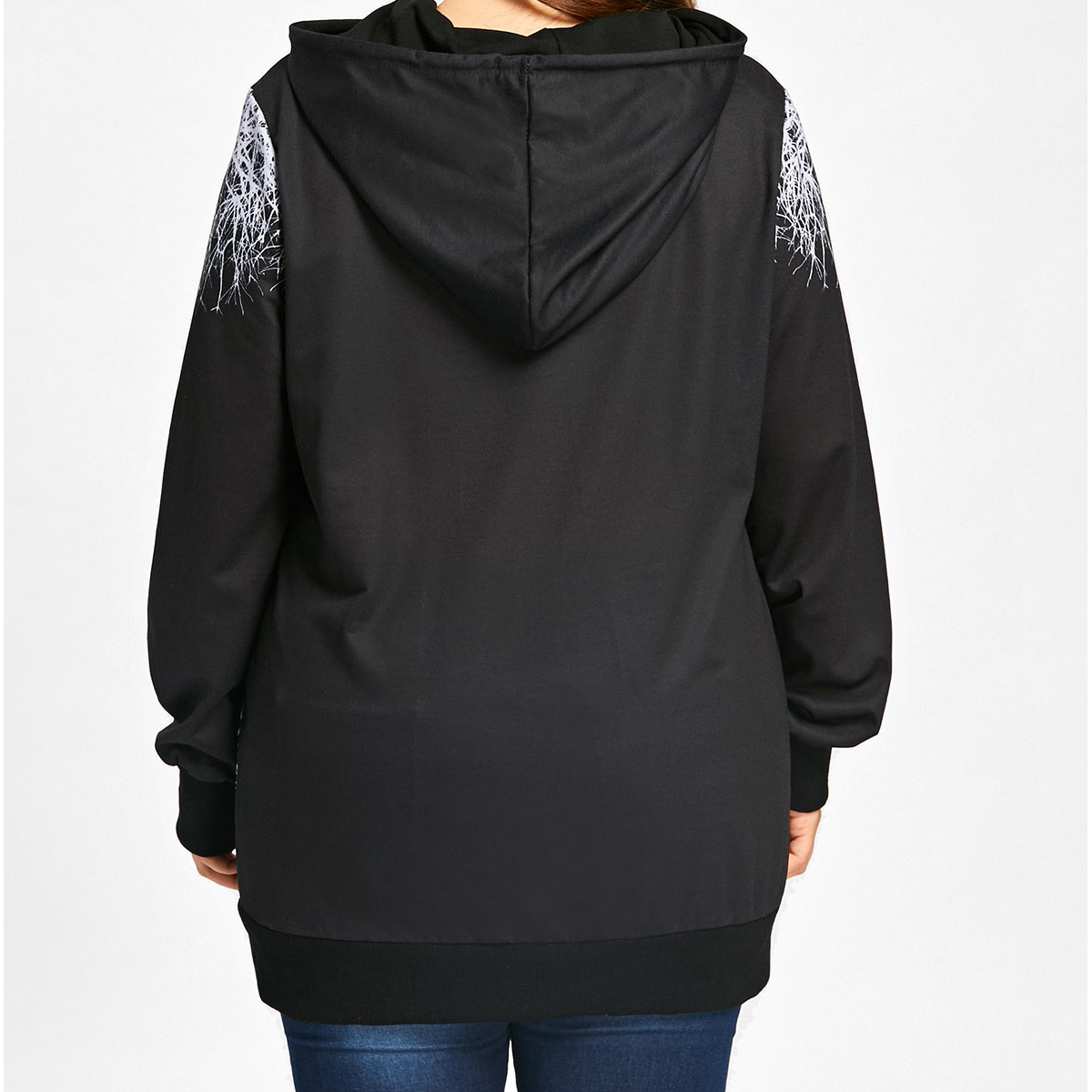 Gamiss Plus Sized Skull Printed Pull Over Hoodie