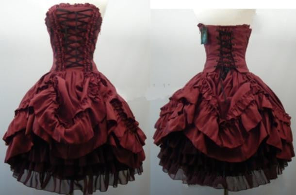 Vintage Gothic Burgundy Dress The Official Strange & Creepy Store! Vintage Gothic Burgundy Dress The Official Strange & Creepy Store!