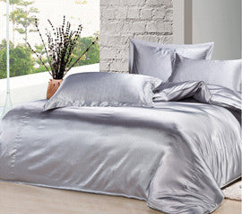 4 pcs Black & Variety Colors Silk Bedding Sets