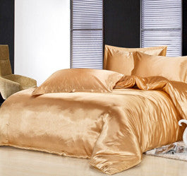 4 pcs Black & Variety Colors Silk Bedding Sets