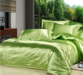 4 pcs Black & Variety Colors Silk Bedding Sets