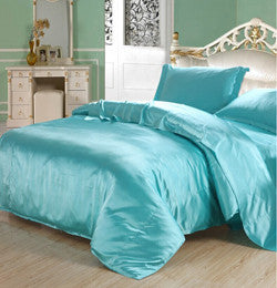 4 pcs Black & Variety Colors Silk Bedding Sets