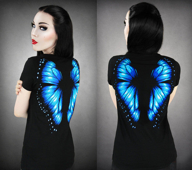 3D Wing Butterfly Print Women Shirt