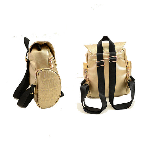 Black & Gold Stylish Owl Backpack