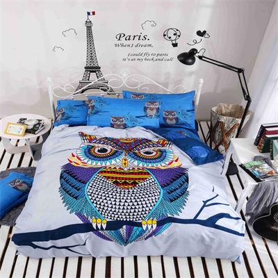 3/4pcs Owl Duvet Cover Sheet Bedding Set