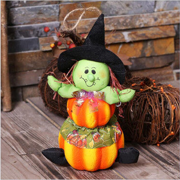 Halloween Witch Pumpkin Doll 13cm Ornament Decoration