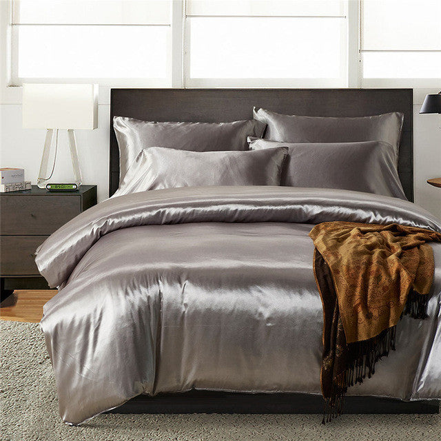 Black Satin Silk & Variety Colors Bedding Duvet Set