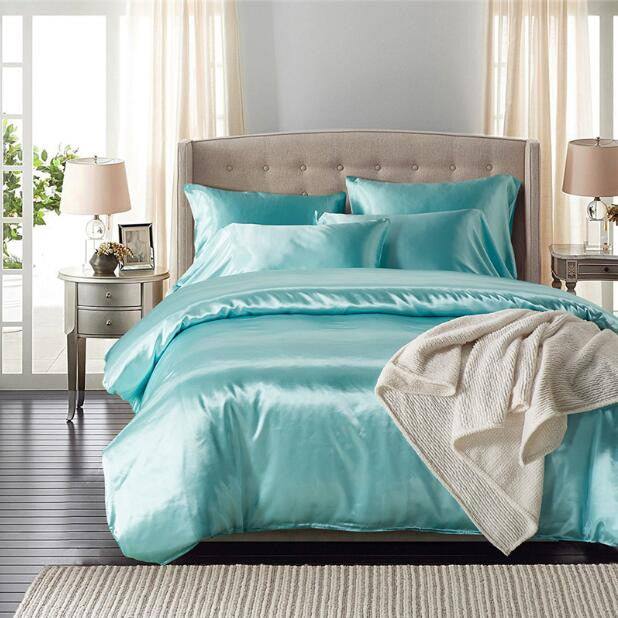 Black Satin Silk & Variety Colors Bedding Duvet Set