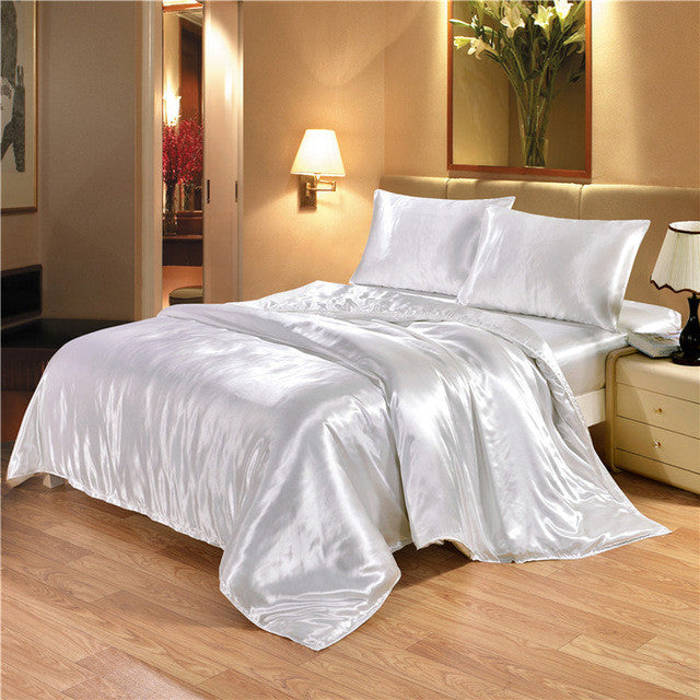 Black Satin Silk & Variety Colors Bedding Duvet Set