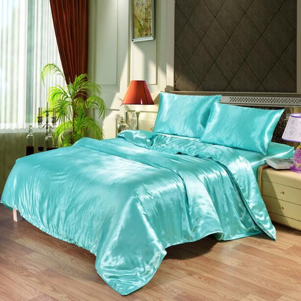 Black Satin Silk & Variety Colors Bedding Duvet Set