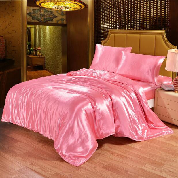 Black Satin Silk & Variety Colors Bedding Duvet Set