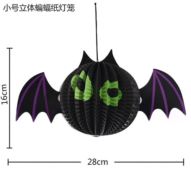 Set of 9 Halloween Pumpkin, Spider & Bats Hanging Ornaments