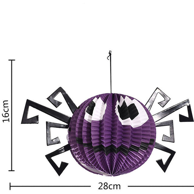 Set of 9 Halloween Pumpkin, Spider & Bats Hanging Ornaments