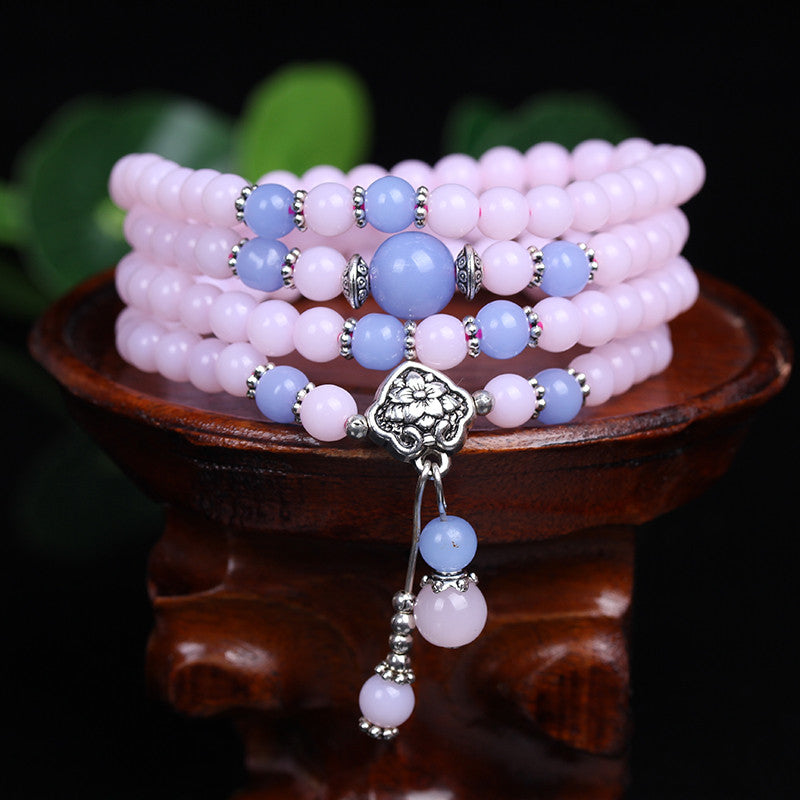 6mm Chalcedony Beads Tibetan Buddhist 108 Prayer Bracelet